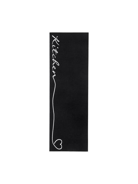 Tapis de couloir antidérapant Kitchen, Noir, blanc, larg. 50 x long. 150 cm