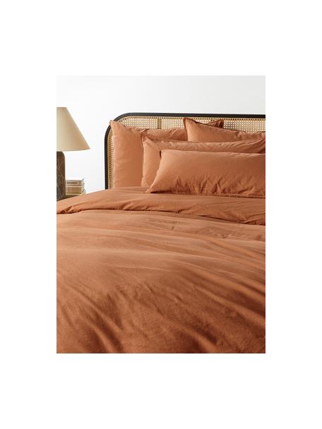 Funda nórdica de percal lavado Debbie, Terracota, Cama 90 cm (155 x 220 cm)