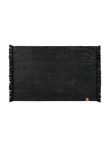 Badvorleger Marocco in Schwarz/Grau mit grafischem Muster, Baumwolle, Schwarz, Grau, B 50 x L 80 cm