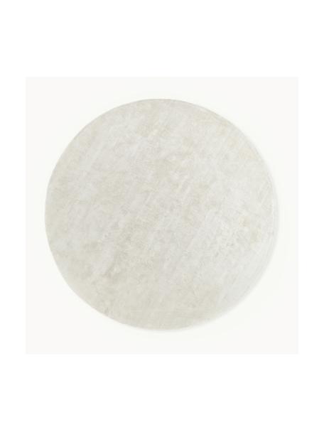 Ručně tkaný kulatý viskózový koberec Jane, Tlumeně bílá, Ø 115 cm (velikost S)