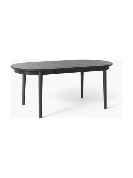 Tavolo da pranzo allungabile Calary, Gambe: legno di quercia, Nero, Larg. 180/230 x Prof. 92 cm