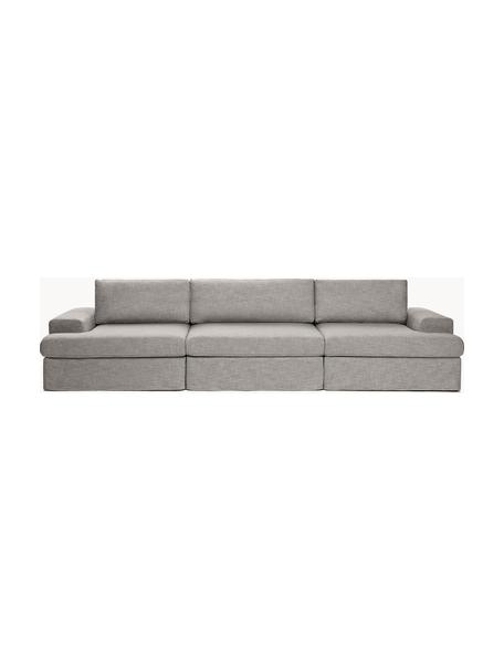 Sofá modular con tapizado desenfundable Russell (4 plazas), Tapizado: 100% algodón Alta resiste, Estructura: madera de pino maciza, co, Patas: plástico Este producto es, Tejido gris, An 309 x F 103 cm