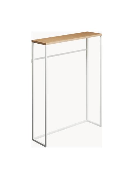 Smalle wandtafel Tower, Frame: gepoedercoat staal, Tafelblad: hout, Wit, helder hout, B 60 x H 81 cm