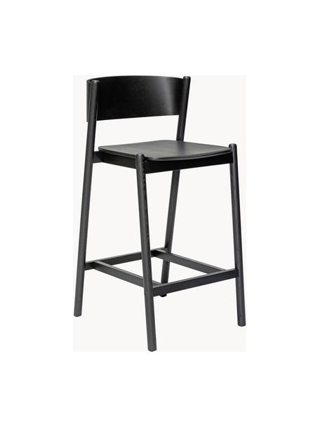 Barhocker Oblique, Gestell: Buchenholz, Eichenholz, Eichenholz, schwarz lackiert, B 50 x H 103 cm