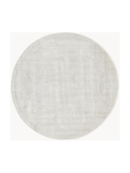 Alfombra redonda artesanal de viscosa Jane, Parte superior: 100% viscosa, Reverso: 100% algodón, Blanco Off White, Ø 120 cm (Tamaño S)