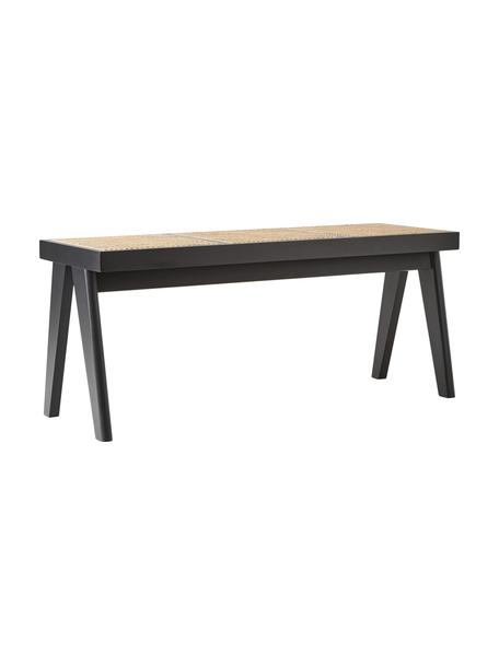 Zitbank Sissi met Weens vlechtwerk, Frame: massief eikenhout, Zitvlak: rotan, Rotan, zwart, B 110 x H 48 cm