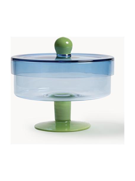 Boîte de rangement en verre Duo, Verre, Vert, bleu, Ø 22 x haut. 20 cm