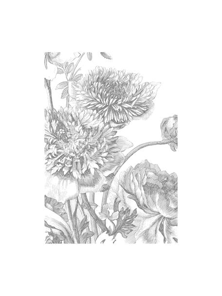 Carta da parati Engraved Flowers, Tessuto non tessuto, ecologico e biodegradabile, Grigio, bianco, Larg. 195 x Alt. 280 cm