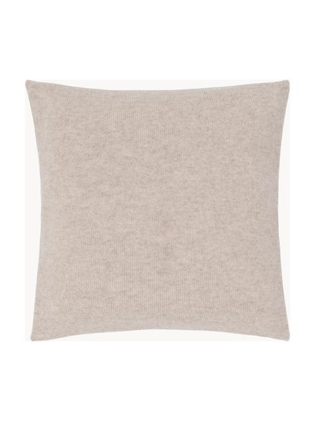 Housse de coussin 40x40 cachemire à fine maille Viviana, 70 % cachemire, 30 % laine de mérinos, Beige, larg. 40 x long. 40 cm