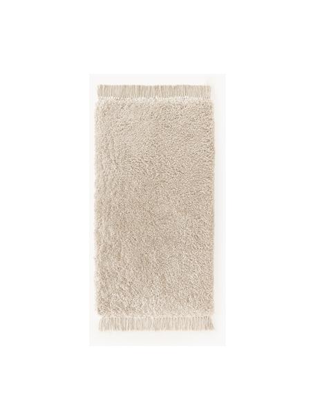 Flauschiger Hochflor-Teppich Dreamy mit Fransen, Flor: 100 % Polyester, GRS zert, Beige, B 80 x L 150 cm (Grösse XS)