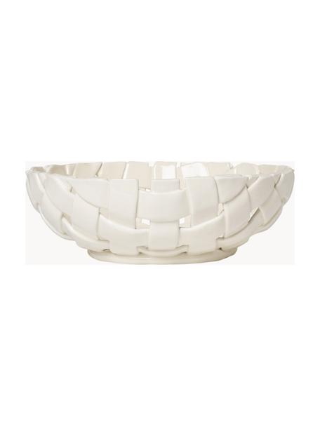 Handgefertigte Servierschale Plait, Keramik, glasiert, Off White, Ø 30 x H 10 cm