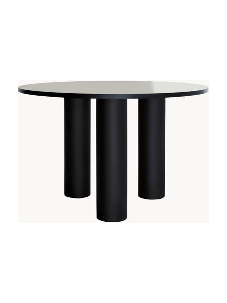 Ronde eettafel Colette, Ø 120 cm, MDF met walnoothoutfineer, gelakt, FSC-gecertificeerd, Zwart, Ø 120 cm