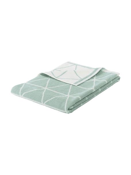 Serviette de toilette réversible en coton pur Elina, 2 pièces, Vert menthe & blanc crème, à imprimé, Serviettes invité, larg. 30 x long. 50 cm, 2 pièces