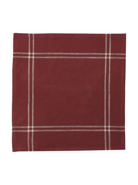 Katoenen servetten Julianne in rood, 2 stuks, 100% katoen, Wijnrood, beige, B 40 x L 40 cm
