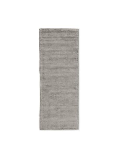 Tapis de couloir en viscose tissé main Jane, 100 % viscose, Gris, larg. 80 x long. 200 cm