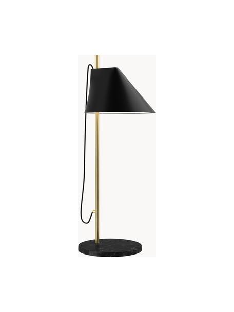 Lampa stołowa LED z funkcją przyciemniania Yuh, Stelaż: mosiądz szczotkowany, Czarny, marmurowy, mosiężny, Ø 20 x 61 cm