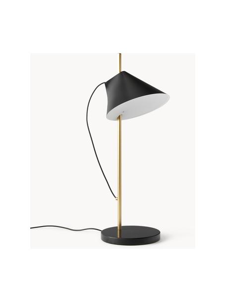 Veľká stmievateľná stolová LED lampa Yuh, Čierna, mramorovaná, mosadzná, Ø 20 x V 61 cm