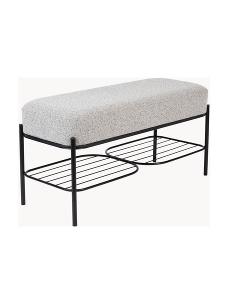 Banco tapizado en tejido bouclé con estante Milou, Tapizado: 100% poliéster Alta resis, Estructura: tablero de fibra de densi, Bouclé gris claro, An 90 x Al 45 cm