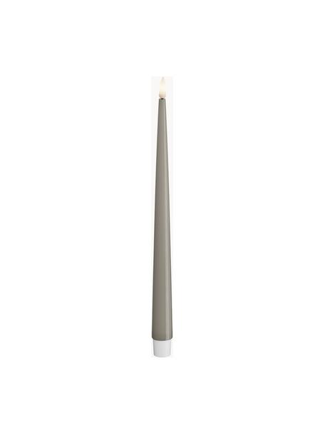 Handgefertigte LED-Stabkerzen Real Flame, H 28 cm, 2 Stück, Kunststoff mit Harzoberfläche, Greige, H 28 cm