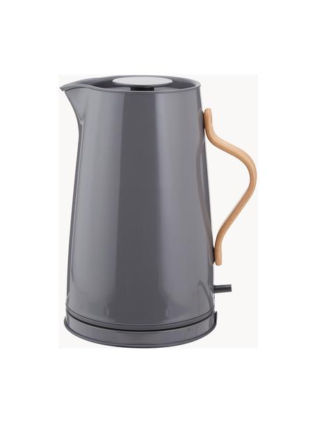 Bollitore elettrico Emma 1,2 L, Rivestimento: smalto, Manico: legno di faggio, Grigio scuro, lucido, 1,2 L