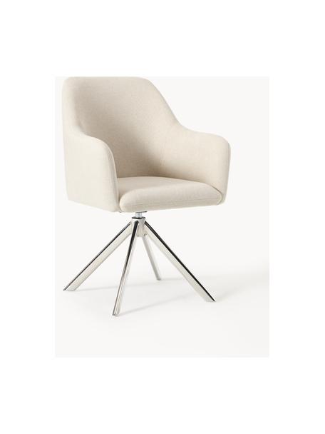 Chaise à accoudoirs pivotante Isla, Tissu blanc cassé, argenté haute brillance, larg. 63 x prof. 58 cm