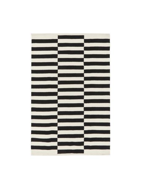 Ručne tkaný kelim koberec s pruhmi Donna, Čierna, krémovobiela, Š 120 x D 180 cm (veľkosť S)