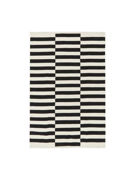 Tapis kilim tissé main Donna, Noir, blanc crème, larg. 120 x long. 180 cm (taille S)