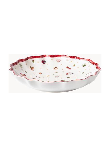 Porzellan-Servierschale Delight, Premium Porzellan, Weiss, Rot, gemustert, Ø 25 x H 4 cm