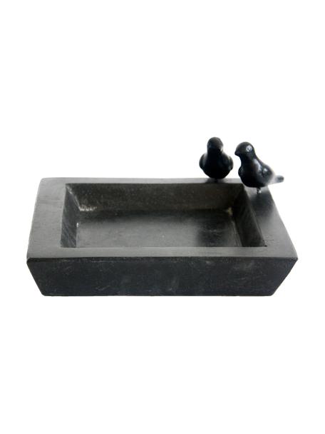 Bain d'oiseaux Keram, Terrazzo, Noir, larg. 32 x haut. 12 cm