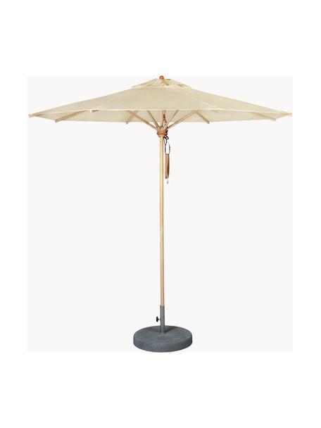 Handgemaakte ronde parasol Klassiker, verschillende formaten, Crèmewit, helder hout, Ø 250 x H 273 cm