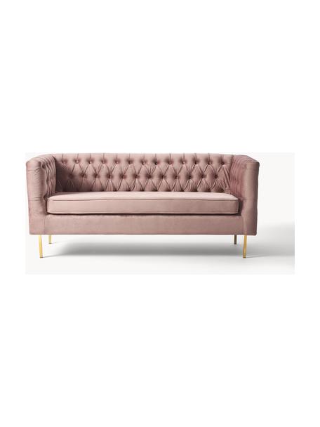 Divano Chesterfield 2 posti in velluto rosa Chiara, Rivestimento: velluto (poliestere) Il r, Struttura: legno di betulla massicci, Piedini: metallo zincato, Velluto rosa, Larg. 170 x Prof. 72 cm