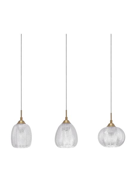 Hanglamp Vario van gesatineerd glas, Lampenkap: gesatineerd glas, Baldakijn: gecoat aluminium, Messingkleurig, B 76 x H 24 cm