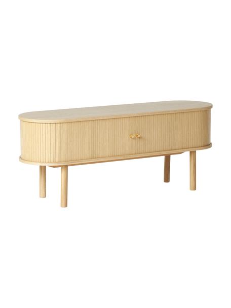 Tv-meubel Calary met geribde voorzijde, Poten: massief eikenhout, FSC-ge, Licht hout, B 138 cm x H 55 cm