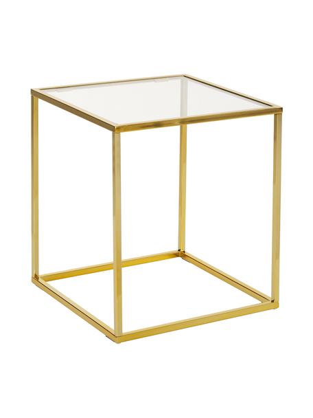 Odkládací stolek se skleněnou deskou Maya, Deska stolu: sklo, transparentní Rám: lesklá zlatá, Š 45 cm, V 50 cm