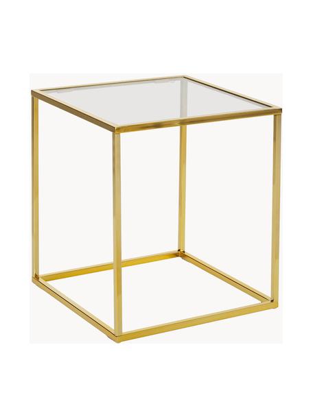 Odkládací stolek se skleněnou deskou Maya, Transparentní, zlatá, Š 45 cm, V 50 cm