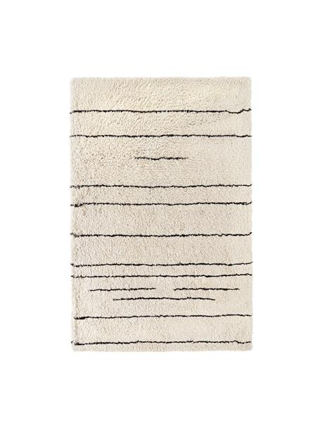 Tapis moelleux à poils longs, tufté main Dunya, Beige, noir, larg. 80 x long. 150 cm (taille XS)