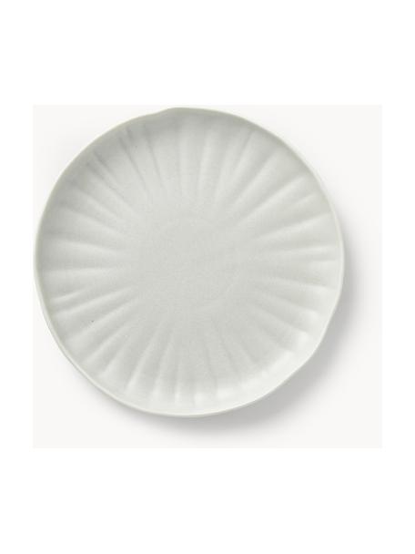Piatti da colazione opachi con rilievo Sali 4 pz, Porcellana, Grigio chiaro, Ø 22 x Alt. 3 cm
