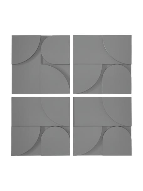 Decoración de pared Massimo, 4 uds., Tablero de fibras de densidad media (MDF), Gris, An 80 x Al 80 cm