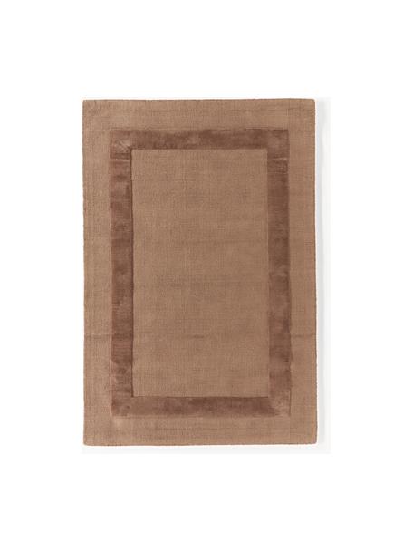 Tappeto in cotone tessuto a mano con motivo in rilievo Dania, 100% cotone certificato GRS, Marrone chiaro, Larg. 120 x Lung. 180 cm (taglia S)