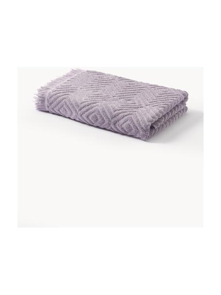 Handdoek Jacqui met hoog-laag patroon, in verschillende formaten, Lavendel, Douchehanddoek, B 70 x L 140 cm