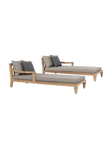 Set 2 lettini da giardino Bali, Struttura: legno di teak, certificat, Legno di teak, beige, grigio scuro, Lung. 206 x Larg. 87 cm