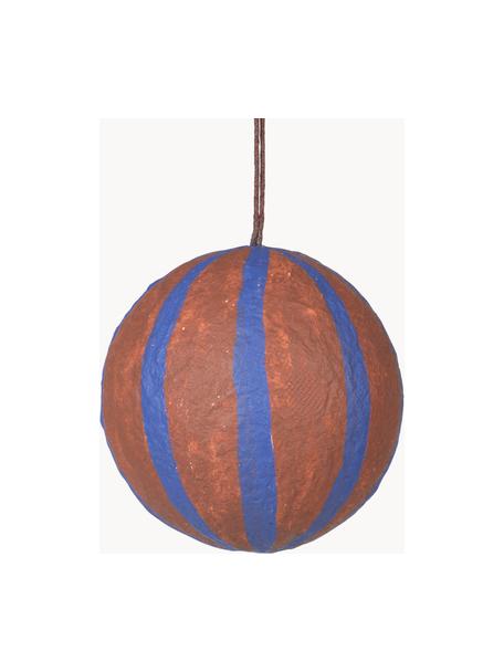 Boules de Noël Sphere, Ø 8 cm, 3 pièces, Pâte de coton, Brun, bleu roi, Ø 8 cm