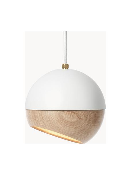 Lampa wisząca LED Ray, Biały, jasne drewno naturalne, Ø 15 x W 15 cm