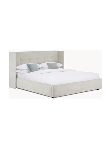 Gestoffeerd bed Star, Bekleding: polyester (gestructureerd, Frame: massief grenenhout en pla, Geweven stof lichtbeige, B 140 x L 200 cm