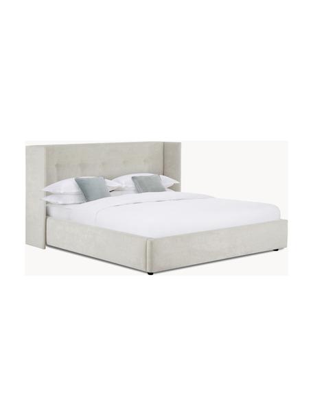 Gestoffeerd bed Star, Bekleding: polyester (gestructureerd, Frame: massief grenenhout en pla, Geweven stof lichtbeige, B 140 x L 200 cm