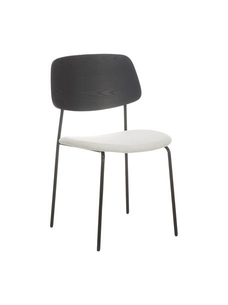 Drevená čalúnená stolička Nadja, 2 ks, Krémovobiela, čierna, Š 51 x H 52 cm