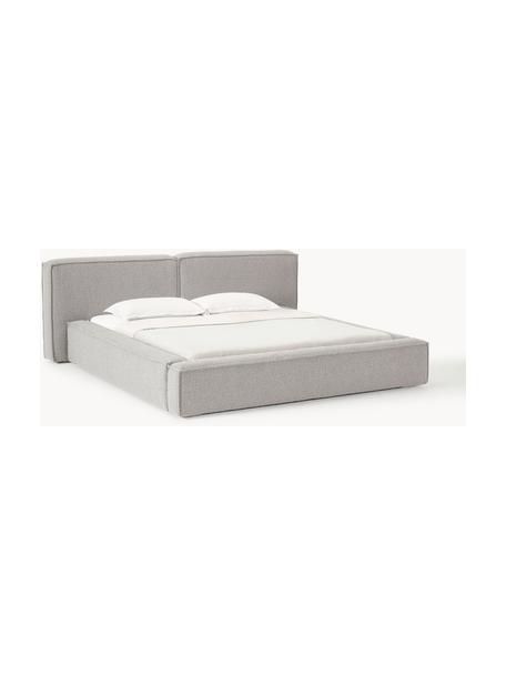 Cama tapizada en tejido bouclé Lennon, Funda: Bouclé (80% poliéster, 20, Estructura: madera de pino maciza con, Patas: madera, plástico Este pro, Bouclé gris, An 248 x L 243 cm (colchón 180 x 200 cm)