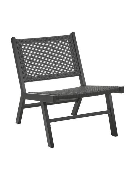 Fotel ogrodowy ze splotem z tworzywa sztucznego Palina, Stelaż: metal malowany proszkowo, Czarny, S 57 x G 78 cm