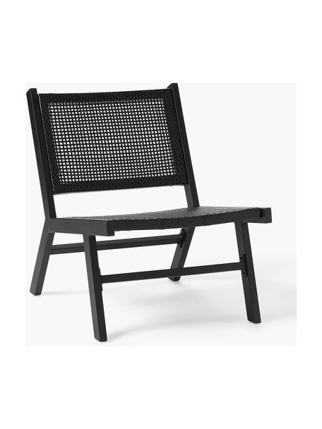 Garten-Loungesessel Palina in Holzoptik, Gestell: Metall, pulverbeschichtet, Sitzfläche: Kunststoff-Geflecht, Schwarz, B 57 x T 78 cm