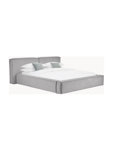 Letto imbottito Lennon, Rivestimento: 100% poliestere Il rivest, Struttura: legno di pino massiccio c, Piedini: legno certificato FSC, pl, Tessuto grigio chiaro, Larg. 140 x Lung. 200 cm